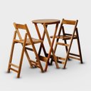 Ver imagem 2 de Conjunto de Mesa Bistrô Redondo e 2 Cadeiras com Madeira Maciça e Verniz