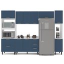 Ver imagem 2 de Cozinha Amara 5 Peças Armários Aéreos Torre Quente Paneleiro Balcão Tampo Branco/Azul 250092