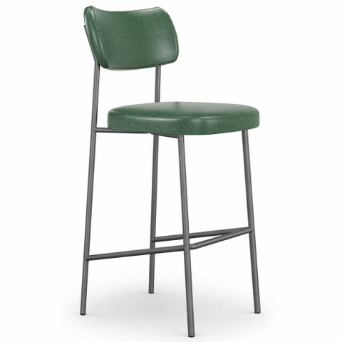 Kit 2 Banquetas Alta Sala de Jantar Lisa Pés Preto PU Verde m² - Monari Design