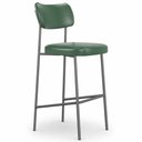 Ver imagem 1 de Kit 2 Banquetas Alta Sala de Jantar Lisa Pés Preto PU Verde m² - Monari Design