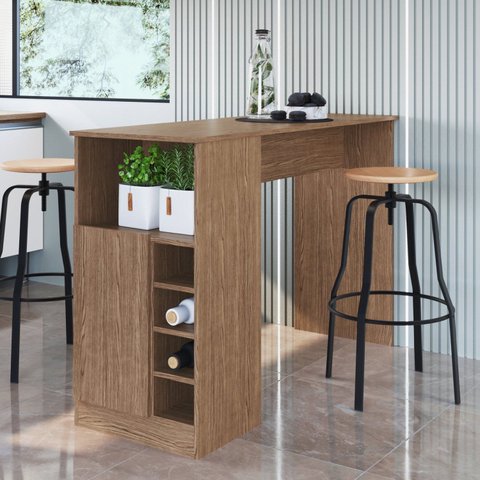 Bancada para Cozinha 1 Porta 5 Nichos Romana Marrom/Ébano