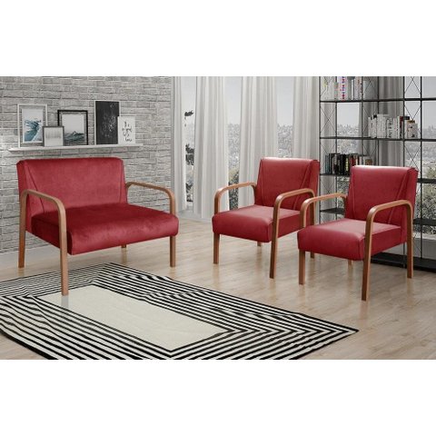Conjunto Anita 2+1+1 Lugares Cor:Suede Bordô 110