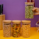 Ver imagem 6 de Kit 4 Potes de Vidro 600ml Tampa de Bambu Herméticos Redondos - Tüd