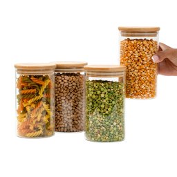 Kit 4 Potes de Vidro 600ml Tampa de Bambu Herméticos Redondos - Tüd - 2