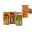 Ver imagem 2 de Kit 4 Potes de Vidro 600ml Tampa de Bambu Herméticos Redondos - Tüd