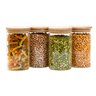 Kit 4 Potes de Vidro 600ml Tampa de Bambu Herméticos Redondos - Tüd - 1