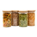 Ver imagem 1 de Kit 4 Potes de Vidro 600ml Tampa de Bambu Herméticos Redondos - Tüd