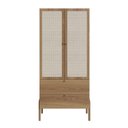 Ver imagem 6 de Conjunto Guarda-Roupa 2 Portas 2 Gavetas e Mesa de Cabeceira 2 Gavetas Palhinha Pé Madeira Marrom/Hanover