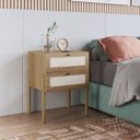 Ver imagem 2 de Conjunto Guarda-Roupa 2 Portas 2 Gavetas e Mesa de Cabeceira 2 Gavetas Palhinha Pé Madeira Marrom/Hanover