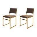 Ver imagem 1 de Kit 2 Cadeiras de Jantar Industrial Isa Assento Veludo Marrom Base Dourado