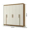 Ver imagem 3 de Guarda-Roupa Casal 6 Portas, 2 Gavetas e Pés MDF Cuiabá Cinamomo/Off White