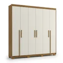 Ver imagem 2 de Guarda-Roupa Casal 6 Portas, 2 Gavetas e Pés MDF Cuiabá Cinamomo/Off White