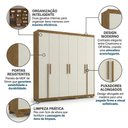 Ver imagem 4 de Guarda-Roupa Casal 6 Portas, 2 Gavetas e Pés MDF Cuiabá Cinamomo/Off White