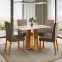 Ver imagem 2 de Conjunto Sala de Jantar Mesa Rubi 120x80 4 Cadeiras Anitta Ype/off White/suede Marrom