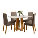 Ver imagem 1 de Conjunto Sala de Jantar Mesa Rubi 120x80 4 Cadeiras Anitta Ype/off White/suede Marrom