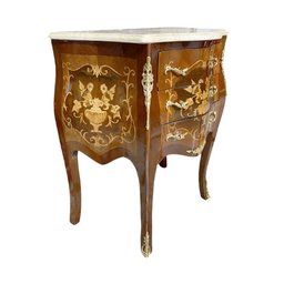 Cômoda Bombê com Marchetaria e Tampo em Mármore - 73x64x43cm - 4