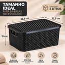 Ver mais imagens de Caixa Organizadora Rattan 8L com Tampa Cesto Multiuso Roupas Brinquedos Porta Treco Cozinha Banheiro