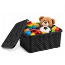 Ver imagem 1 de Caixa Organizadora Rattan 8L com Tampa Cesto Multiuso Roupas Brinquedos Porta Treco Cozinha Banheiro