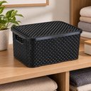 Ver imagem 6 de Caixa Organizadora Rattan 8L com Tampa Cesto Multiuso Roupas Brinquedos Porta Treco Cozinha Banheiro