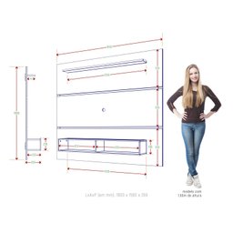 Painel para TV até 60 Polegadas 180cm 2 Portas 1 Prateleira Arezzo  - 2