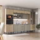 Ver imagem 1 de Cozinha Completa Modulada 8 Peças com Cristaleira e Porta de Vidro Lavínia Marrom/Imperial/Fumê