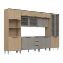 Ver imagem 3 de Cozinha Completa Modulada 8 Peças com Cristaleira e Porta de Vidro Lavínia Marrom/Imperial/Fumê