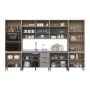 Ver imagem 7 de Cozinha Completa Modulada 8 Peças com Cristaleira e Porta de Vidro Lavínia Marrom/Imperial/Fumê