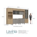 Ver imagem 4 de Cozinha Completa Modulada 8 Peças com Cristaleira e Porta de Vidro Lavínia Marrom/Imperial/Fumê