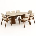 Ver imagem 4 de Mesa de Jantar Quartzito Taj Mahal Base e Tampo Duplo Nogueira 198x122 Cm