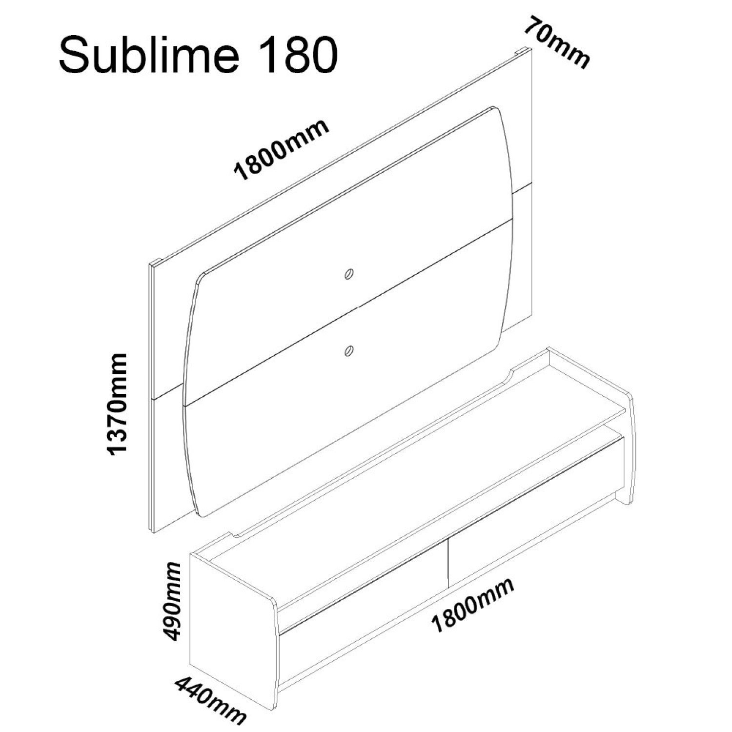 Rack com Painel para TV até 65 Polegadas com LED Sublime 180 Gelius Móveis - 3