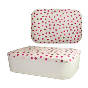 Marmita com Tampa e Elástico Bolinhas Rosa 1L- Casambiente