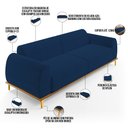 Ver imagem 4 de Sofá 03 Lugares Para Sala de Estar Kiev 210 cm D02 Veludo Azul Marinho C-304 - Lyam Decor