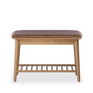 Banco Sapateira com Prateleira Ripada Liva 70 Cm X 36 Cm Tauari Courino Caramelo