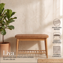 Ver imagem 1 de Banco Sapateira com Prateleira Ripada Liva 70 cm X 36 cm Tauari Courino Caramelo