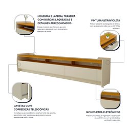 Rack para TV até 90 Polegadas 3 Gavetas 3 Nichos Sublime 220 100% MDF - 7