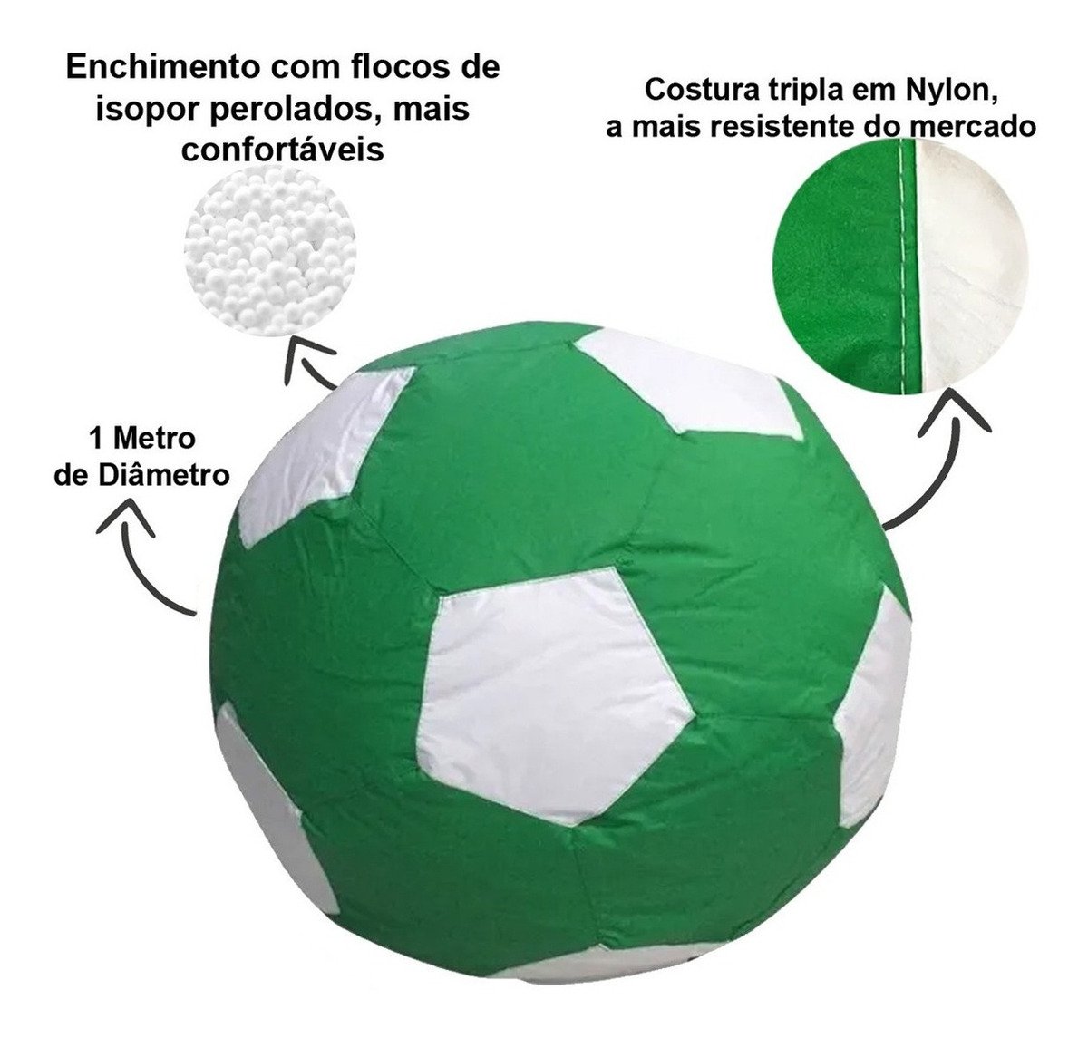 Puff Guarani Bola de Futebol 1 Metro Cheio - 3