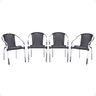 4 Cadeira Maresia Aluminio Polido Fibra Sintetica Tr. Simples - Preta - 1