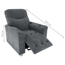 Ver imagem 3 de Poltrona Verona Zero Wall Cinza 2 Estágios em Veludo 83cm para Sala e Quarto