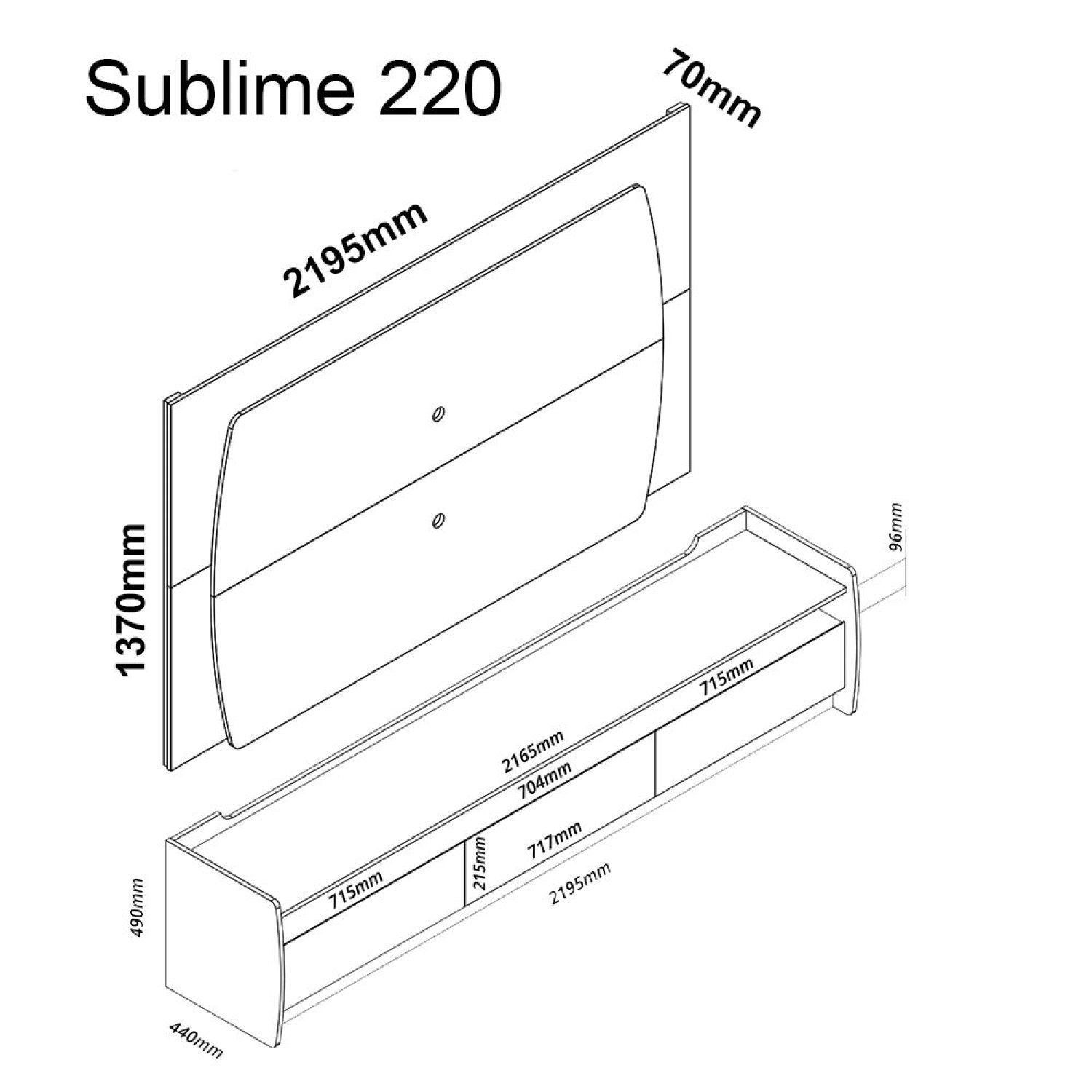 Rack com Painel para TV até 75 Polegadas Sublime 220 Gelius Móveis - 3