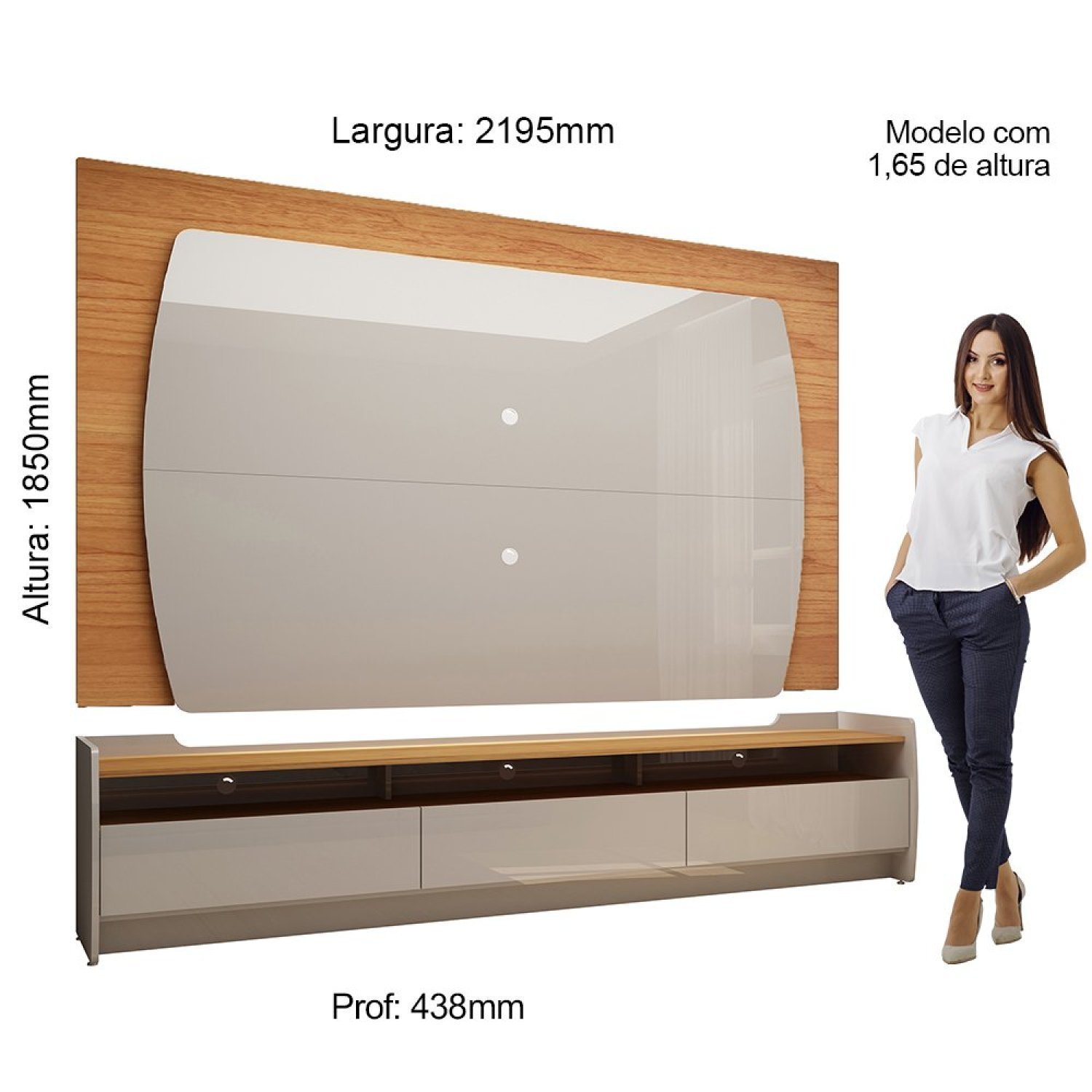 Rack com Painel para TV até 75 Polegadas Sublime 220 Gelius Móveis - 4