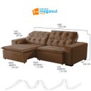 Ver imagem 3 de Sofá Retrátil Reclinável 5 Lugares 270cm com Pillow Veludo Marrom Alasca Megasul