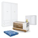Ver imagem 1 de Quarto de Bebê Bkids 4 Portas 4 Gavetas MDF-MDP Branco Freijó Matic Móveis