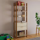 Ver imagem 1 de Closet 2 Gavetas 4 Prateleiras 100% Mdf Tw401 Off White/freijó/gold - Dalla Costa