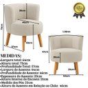 Ver imagem 2 de Poltrona Estofada Tecido Boucle Confortável para Sala de Espera Pés de Madeira Resistente Elegante