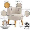 Ver imagem 3 de Poltrona para Closet Tecido Boucle Luxo Estrutura Resistente Pés em Madeira Natural Pés Retro