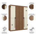 Ver imagem 3 de Guarda Roupa Solteiro 155cm 4 Portas 2 Gavetas Zain Jatobá/Areia S01 - Mpozenato