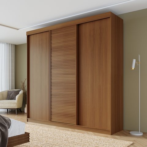 Guarda Roupa Casal 3 Portas de Correr Samambaia CabeCasa MadeiraOriginals