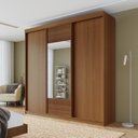Ver imagem 1 de Guarda Roupa Casal 3 Portas de Correr 1 Porta com Espelho Samambaia CabeCasa MadeiraOriginals Freijó