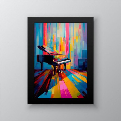 Quadro Decorativo Abstrato Piano 33x24cm:moldura Branca