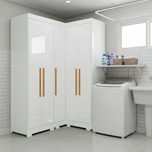 Armário Modulação Lavanderia 5 Portas Bco com Pés Aurora